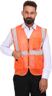 Club Twenty One Orange Polyester High Visibility Reflective (Size: S) Safety Jacket(Orange)