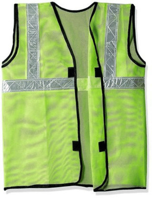 SG CREATION Polyster Fabric V Neck Green Reflective Safety Jacket for Traffic, Sports, Safety Jacket(Green)