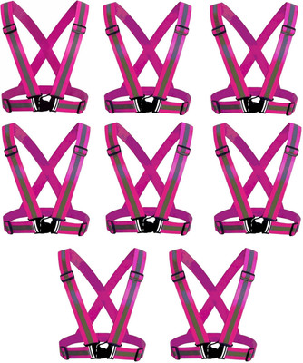 RBGIIT Reflective Cross Vest Belt Jacket, Night Cycling Reflectors Safety Jacket P8 Safety Jacket(Pink)