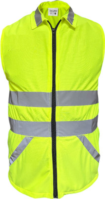UMBRAVIZ Sicuro Soft & Comfortable Premium Hi Visibility clothing with collar & Reflector Safety Jacket(Neon Green)