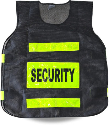 SHUBHAM ENTERPRISE Security with High Reflective Strips, Black Mesh with Neon Yellow (PACK OF 1 ) Safety Jacket(BLACK)
