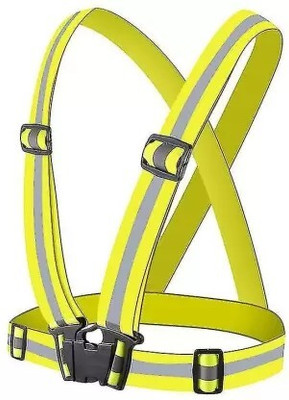 Satco High Visibility Adjustable Reflective Stripes Cross Belt Safety Jacket(Yellow)