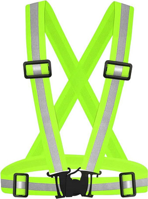 Wishpool REFLECTIVE RUNNING VEST ADJUSTABLE HIGHLY VISIBLE SAFETY JACKET Safety Jacket(GREEN)