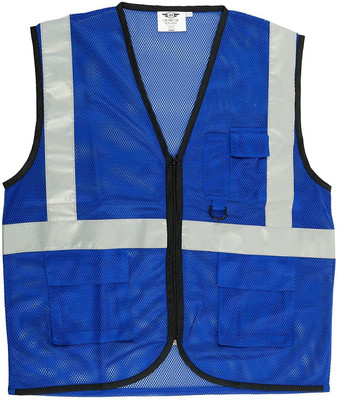 Club Twenty One Blue Polyester High Visibility Reflective (Size: L) Safety Jacket(Blue)