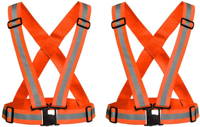 alisp High Visibility Protective Safety Reflective Vest Belt Jacket Pack of 2 Safety Jacket(Orange)