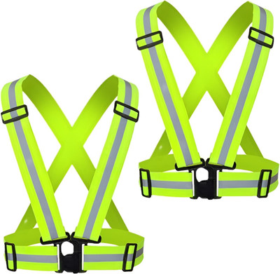 Donizard High Visibility Protective Safety Reflective Vest Belt Jacket Traffic,Cycling- 2 Safety Jacket(GREEN)