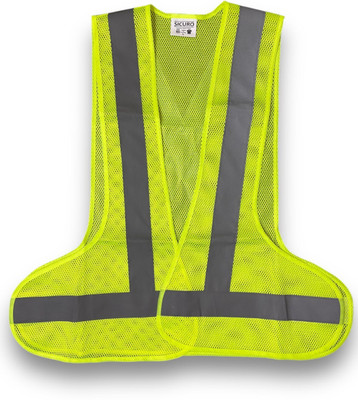 sicuro Safety Vest – 3 Side Open | Road Safety, Construction, Cycling, Traffic Control Safety Jacket(Green)