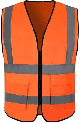 Themujtaba Reflective Safety Vest Security Waistcoat, 360° Hi Vis Safety Jacket(orange)