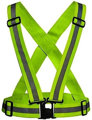 NUREK Night Cycling Reflector Strips Cross Belt Stripes Adjustable Safety Jacket(Green)