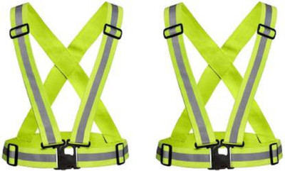 Kanvee Pack of 2 Reflective Vest for Outdoor Sports Safety Jacket Safety Jacket(Green)