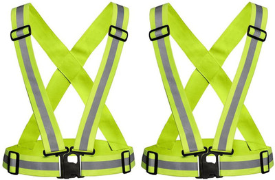 alisp High Visibility Protective Safety Reflective Vest Belt Jacket Pack of 2 Safety Jacket(Green)