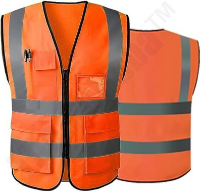 Themujtaba Reflective Safety Vest (Orange) Safety Jacket(orange)