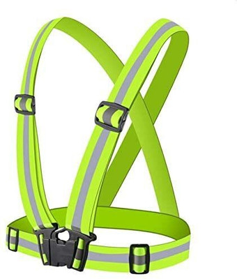 NARV Safe Night Cycling Reflector Strips Cross Belt Stripes Safety Jacket(neon Green)