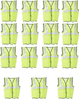 RAHUL PROFESSIONALS Safety Reflective Vest Belt Jacket Adjustable Vest (Pack Of 15) Safety Jacket(Green)