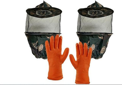 Super Bee Beekeeper Bee veil Army 2pcs with glove Safety Jacket(Multi color)