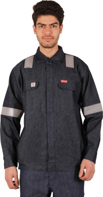 Club Twenty One Men's Denim Jacket, Safety Jacket with reflective stripes and button closure Safety Jacket(Navy)