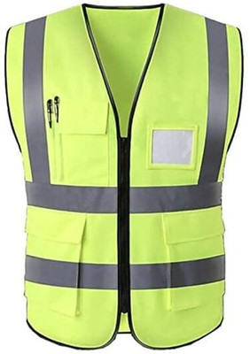 Satco Multi-Purpose 360° Visibility Executive Safety Jacket, High Reflective Strips Safety Jacket(Green)