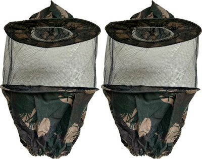 Super Bee Bee Veil ARMY HoneyBee Cap (Pack of 2) Safety Jacket(ARMY)