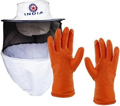 Super Bee Beekeeper Bee veil white and Glove Safety Jacket(Multi color)