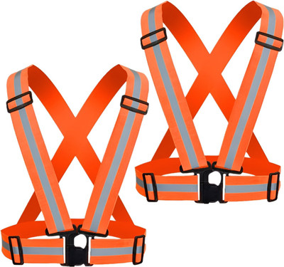 Donizard High Visibility Protective Safety Reflective Vest Belt Jacket Traffic,Cycling- 2 Safety Jacket(ORANGE)