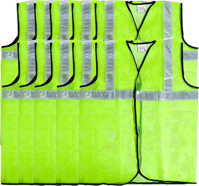 TruTool Safety Security Reflective Adjustable Vest Belt Gear Stripe Night Running 10Pack Safety Jacket(Green)