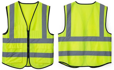 ANGELSAFE Safety Jacket High Visibility Reflective Green Zipper Polyester Fabric Jacket Safety Jacket(Green)