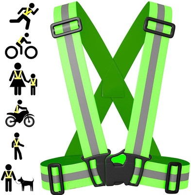 Hawk Eye Reflective Jacket for Cycling and Running - Reflective Vest Belt Strip for Night Safety | Construction, Traffic, Cycling, Ramp Vests High Visibility for Men Women Safety Jacket(Green) Hawk Eye Reflective Jacket for Cycling and Running - Reflective Vest Belt Strip for Night Safety | Construction, Traffic, Cycling, Ramp Vests High Visibility for Men Women Safety Jacket(Green)