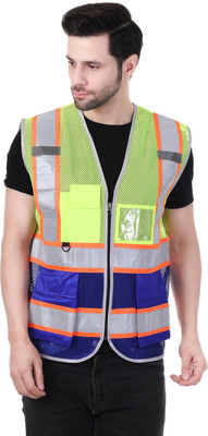 evion ES-032 Size-L Jacket Unisex Used For Police,Cycling For Ladies,Engineers,workers Safety Jacket(GREEN ROYALBLUE)