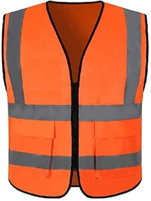 ANGELSAFE Safety Jacket 90GSM Chain With 2 Pocket Safety Jacket(Orange)
