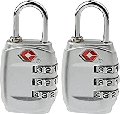 Fambal LK24 TSA Approved Combination Padlock Silver Pack of 2 Safety Lock(Silver)