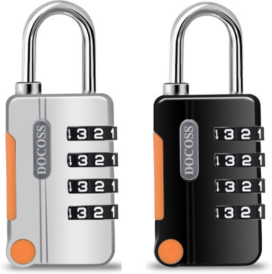 DOCOSS Pack Of 2 Combination Lock For Bag Number Lock For Luggage Safety Lock(Black, Grey)