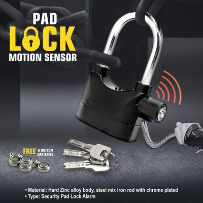 MELZRON Home Office Alarm Security Lock with Motion Sensor and 3 Keys Black Home Office Safety Lock(Black)