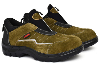 Ozarro Steel Toe Suede Safety Shoe(Olive, S1, Size 9)