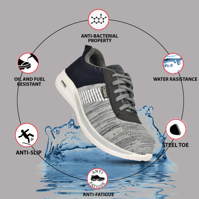 Ozarro Steel Toe Canvas Safety Shoe(Grey, S1, Size 9)