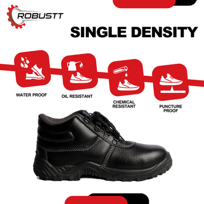 Robustt Steel Toe Leather Safety Shoe(Black, S1, Size 7)