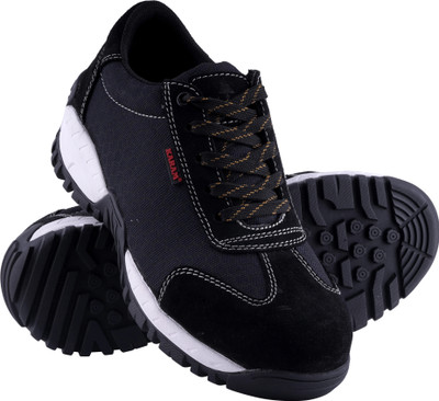 Karam Composite Toe Leather Safety Shoe(Black, White, S1, Size 9)