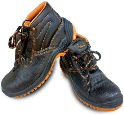 Ladwa Steel Toe Genuine Leather Safety Shoe(Black, S2, Size 10)