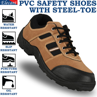 Elecant Steel Toe Synthetic Leather Safety Shoe(Tan, S1, Size 11)