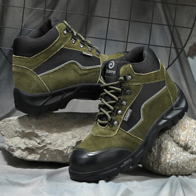 Ozarro Steel Toe Suede Safety Shoe(Olive, S1, Size 11)