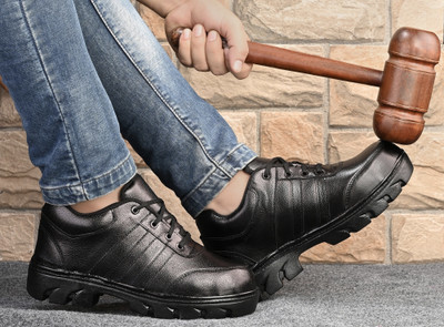 Joker Steel Toe Leather Safety Shoe(Black, S1, Size 10)