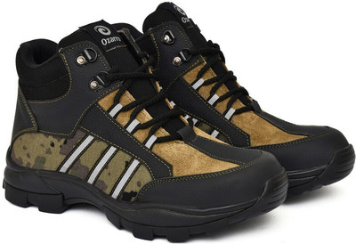 Ozarro Steel Toe Genuine Leather Safety Shoe(Black, S1, Size 6)