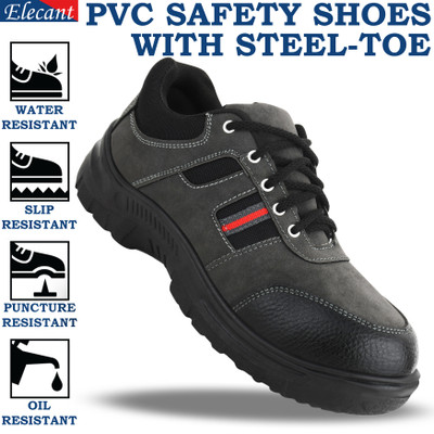 Elecant Steel Toe Synthetic Leather Safety Shoe(Grey, S1, Size 8)