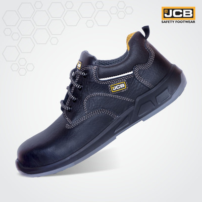 JCB Steel Toe Genuine Leather Safety Shoe(Black, S3, Size 9)