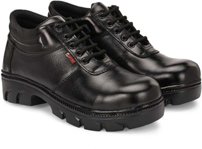 Dzora Steel Toe Leather Safety Shoe(Black, S1, S1P, S2, SRC, SRB, Size 9)