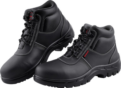 Karam Steel Toe Leather Safety Shoe(Black, S1, Size 11)