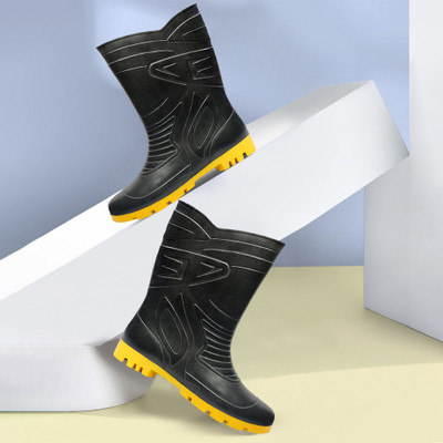 HEALTH SAFE Soft Toe PVC Safety Shoe(Black, Yellow, S1, Size 7)