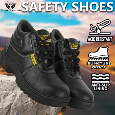 foot trends Steel Toe Synthetic Leather Safety Shoe(Black, S1P, Size 8)