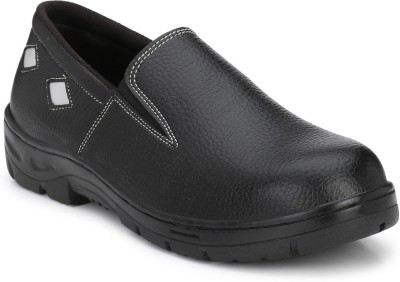 Restroad Steel Toe Genuine Leather Safety Shoe(Black, S1, Size 7)