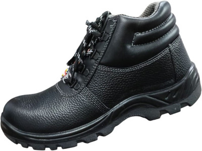 Agarson Steel Toe Grain Leather Safety Shoe(Black, S1, Size 8)