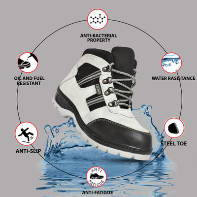 Ozarro Steel Toe Suede Safety Shoe(Grey, S1, Size 6)